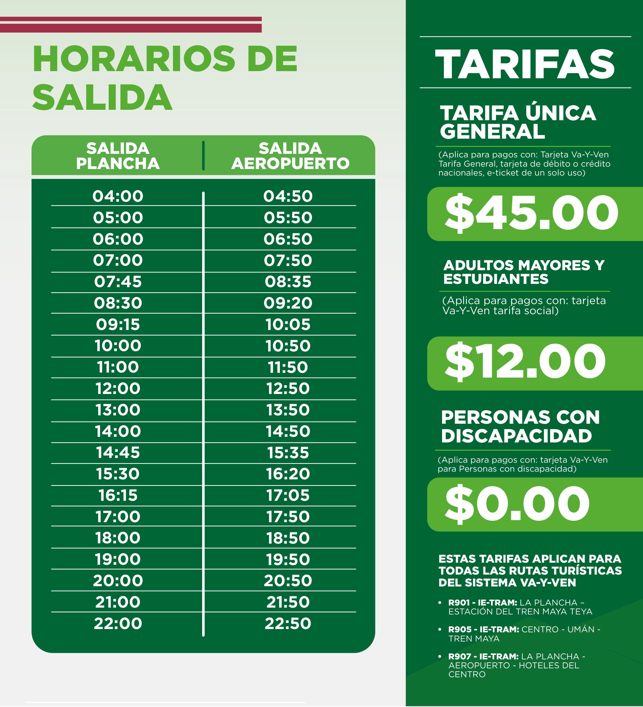 Horarios y Tarifas